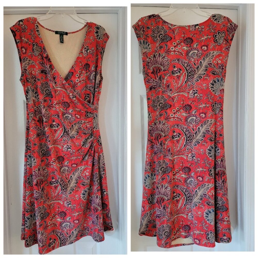 Lauren Ralph Lauren Dress Multicolored Floral Print, Size L